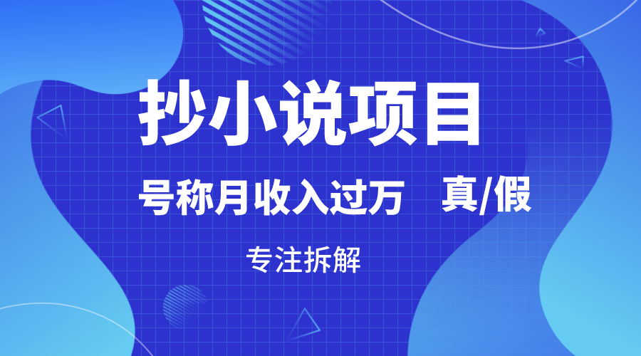 抄小说项目，号称月入过万，到底是否真实，能不能做，详细拆解-逍遥资源网