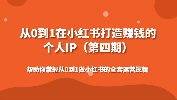 从0到1在小红书打造赚钱的个人IP帮助你掌握从0到1做小红书的全套运营逻辑-逍遥资源网