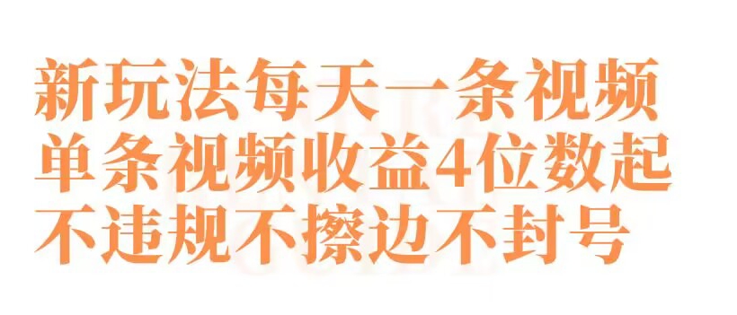 快手新玩法每天一条视频单条视频收益4位数起不违规不擦边不封号-逍遥资源网