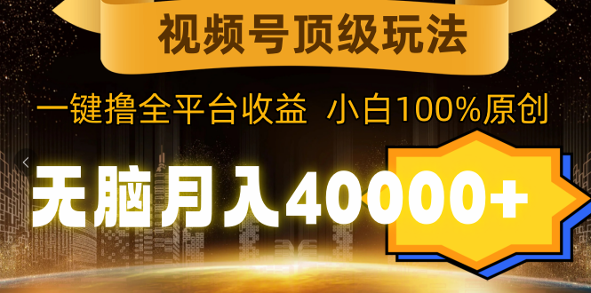 视频号顶级玩法，无脑月入40000+，一键撸全平台收益，纯小白也能100%原创-逍遥资源网