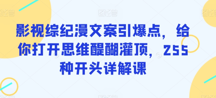 影视综纪漫文案引爆点，给你打开思维醍醐灌顶，255种开头详解课-逍遥资源网