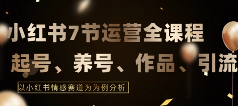 7节小红书运营实战全教程，结合最新情感赛道，打通小红书运营全流程-逍遥资源网