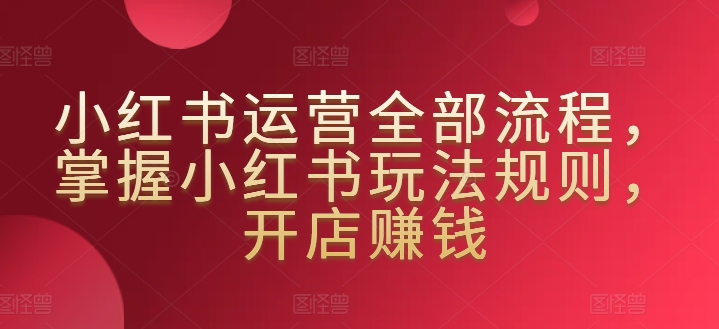 小红书运营全部流程，掌握小红书玩法规则，开店赚钱-逍遥资源网