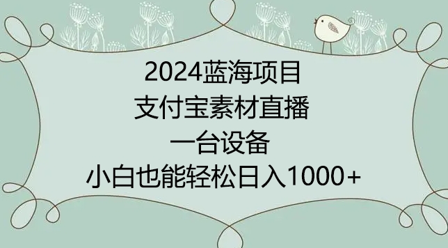 2024年蓝海项目，支付宝素材直播，无需出境，小白也能日入1000+ ，实操教程-逍遥资源网