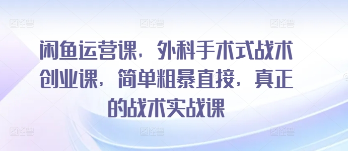 闲鱼运营课，外科手术式战术创业课，简单粗暴直接，真正的战术实战课-逍遥资源网