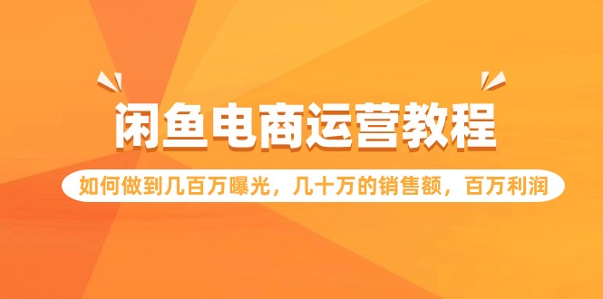 闲鱼电商运营教程：如何做到几百万曝光，几十万的销售额，百万利润-逍遥资源网