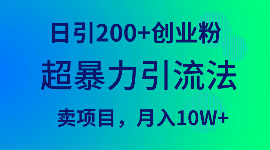 超暴力引流法，日引200+创业粉，卖项目月入10W+-逍遥资源网