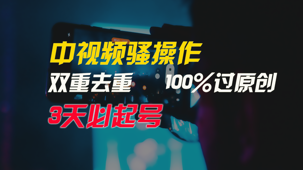 中视频骚操作，双重去重100%过原创，3天比必起号，简单无脑，月入3W+-逍遥资源网