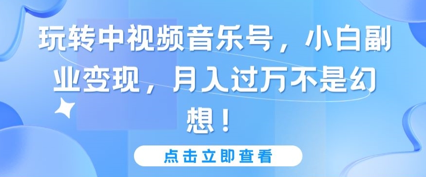 玩转中视频音乐号，小白副业变现，月入过万不是幻想-逍遥资源网