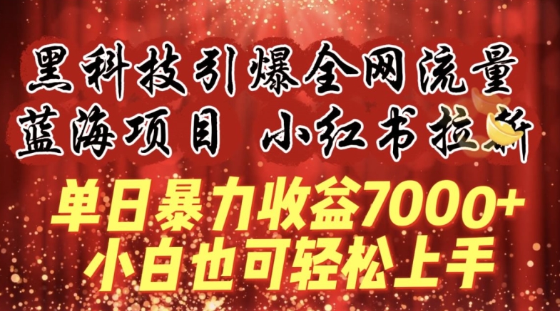 蓝海项目!黑科技引爆全网流量小红书拉新，单日暴力收益7000+，小白也能轻松上手-逍遥资源网