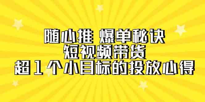 随心推爆单秘诀，短视频带货-超1个小目标的投放心得（7节视频课）-逍遥资源网