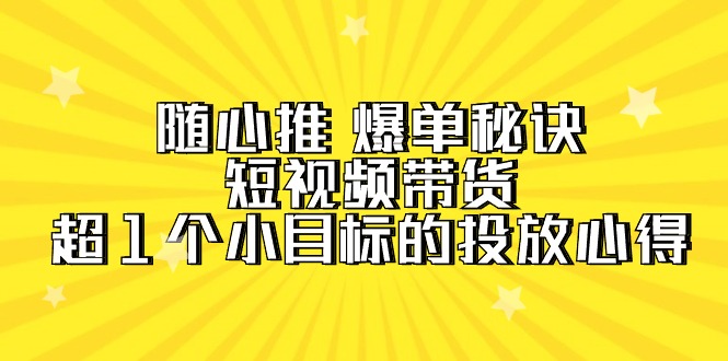 随心推 爆单秘诀，短视频带货-超1个小目标的投放心得（7节视频课）-逍遥资源网