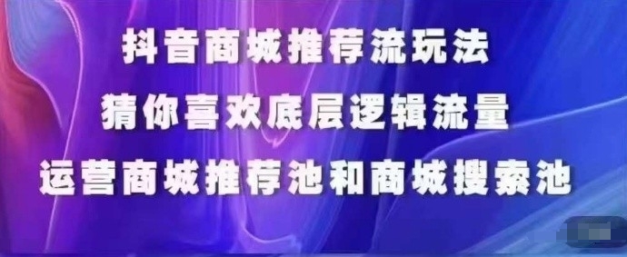 抖音商城运营课程，猜你喜欢入池商城搜索商城推荐人群标签覆盖-逍遥资源网