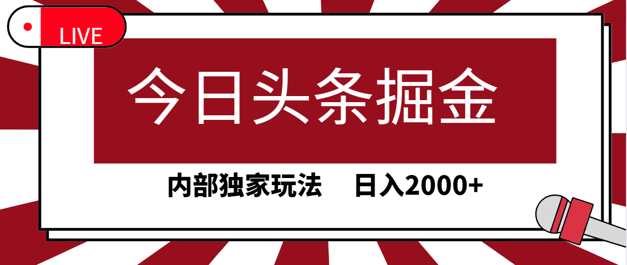 今日头条掘金，30秒一篇文章，内部独家玩法，日入2000+-逍遥资源网