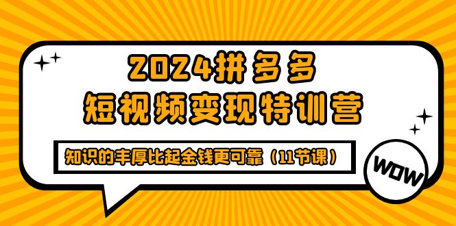 2024拼多多短视频变现特训营，知识的丰厚比起金钱更可靠（11节课）-逍遥资源网