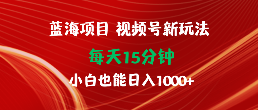 蓝海项目视频号新玩法 每天15分钟 小白也能日入1000+-逍遥资源网