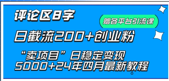 抖音评论区8字日截流200+创业粉 “卖项目”日稳定变现5000+-逍遥资源网